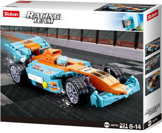 M38-B0763 - Voiture de course orange-turquoise